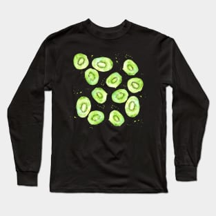 kiwi watercolor pattern Long Sleeve T-Shirt